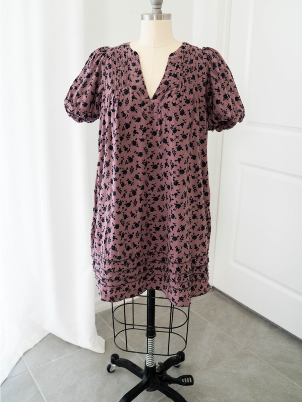 Madewell Dusty Mauve Floral V-Neck Tunic